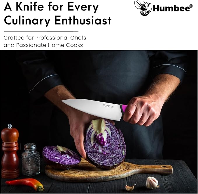10-Inch Chef Knife, NSF Certified Razor-Sharp High Carbon Stainless Steel Blade – Ergonomic Color Coded Handle, Non-Slip Grip Kitchen Knife, DT-10 Series, Purple