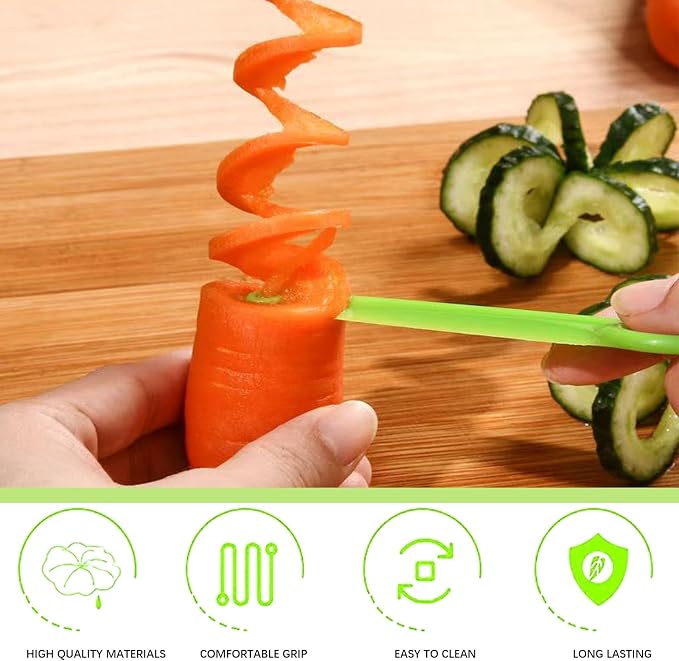 2pcs Potato Spiral Cutter Stainless Steel Plastic Spiral Cutter Knives Manual Screw Peelers for Cucumber Potato Carrot Fruit Kitchen Gadgets