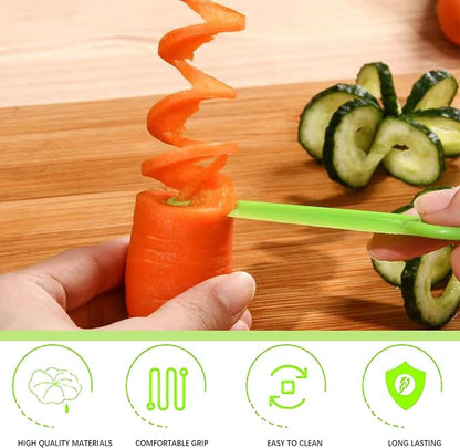 2pcs Potato Spiral Cutter Stainless Steel Plastic Spiral Cutter Knives Manual Screw Peelers for Cucumber Potato Carrot Fruit Kitchen Gadgets