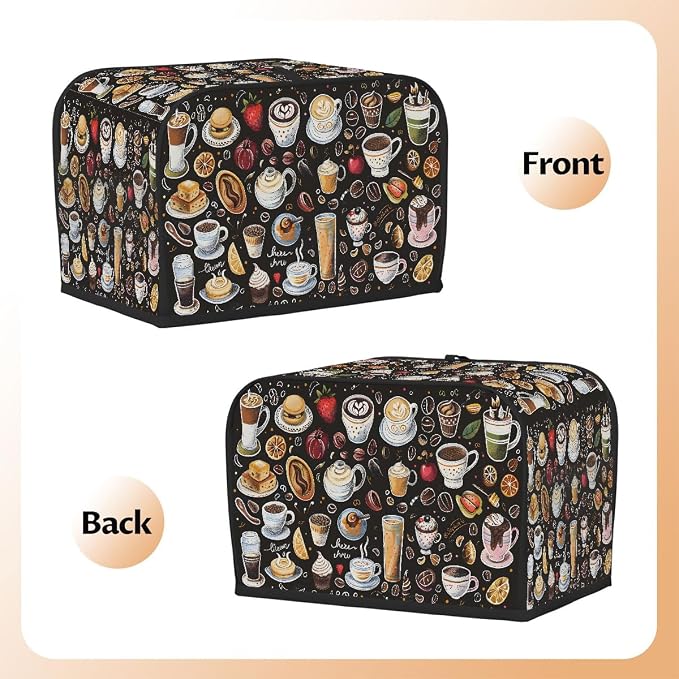 Coffee Toaster Cover 2 Slice Wide Slot Washable Toaster Covers | Fruit Lemon Dust and Fingerprint Protection Bread Maker Covers for Kitchen Accessories Decor Bakeware Women Gift