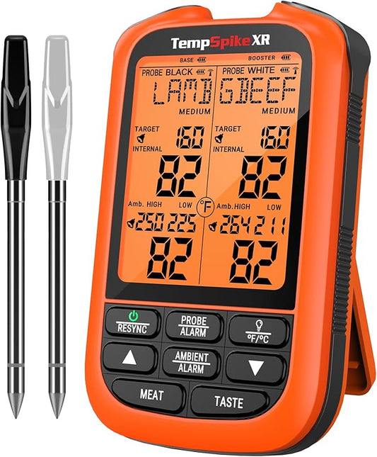TempPro TempSpike 1000FT Wireless Meat Thermometer Digital with 2 Upgraded Ultra-Thin Probes, Kitchen Food Thermometer Cooking, Turkey, Smoker, BBQ, Grill Gift for Dad Husband (Previously ThermoPro)