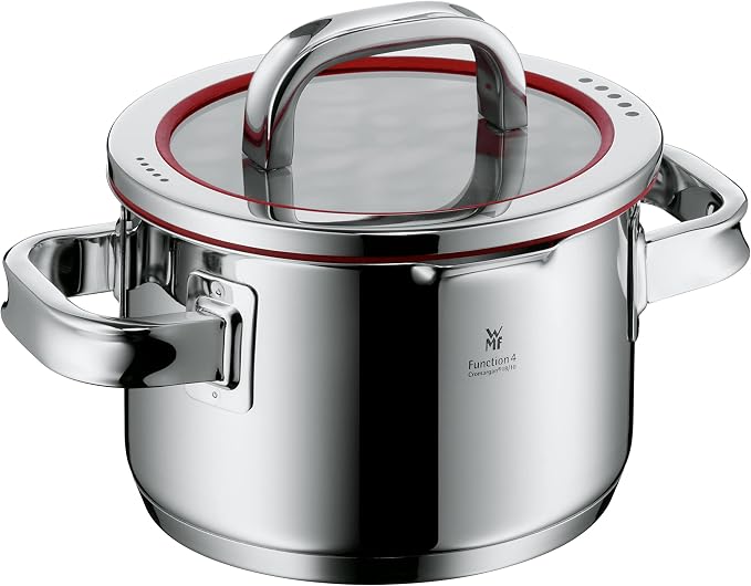 WMF cookware Ø 16 cm approx. 1,9l Function 4 Inside scaling lid - pour off or decant liquids without spilling to keep your dishes and cooker clean. Made in Germany hollow side handles glass lid Cromargan stainless steel brushed suitable for all stove t...