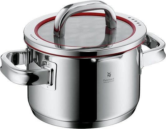 WMF cookware Ø 16 cm approx. 1,9l Function 4 Inside scaling lid - pour off or decant liquids without spilling to keep your dishes and cooker clean. Made in Germany hollow side handles glass lid Cromargan stainless steel brushed suitable for all stove t...