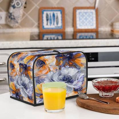 Floral Pattern Beautiful Toaster Cover 2 Slice Wide Slot Washable Kitchen Appliance Covers Fingerprint Bread Machine Dust Cover Small Toaster Oven Accessories Covers Bread Maker Bag Women Gift