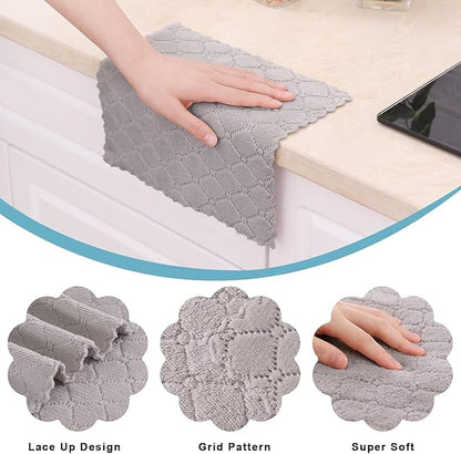 Homaxy 12 Pack Kitchen Dish Cloths (10 x 10 Inches, Multi Color), Super Soft and Absorbent Coral Velvet Dish Towels, Nonstick Oil Fast Drying Microfiber Cleaning Cloth, No Lint Household Dishcloths
