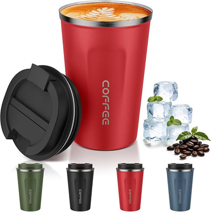 MOMSIV 12oz Travel Mug, Insulated Coffee Cup with Leakproof Lid, Vacuum Stainless Steel Double Walled Reusable Tumbler for Hot and Cold Water Coffee and Tea In Travel and Car