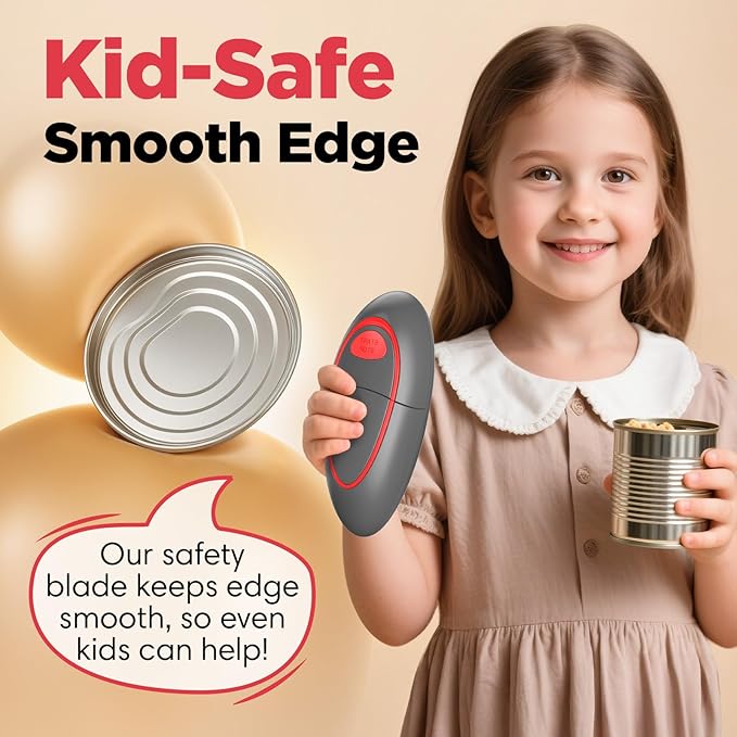 One Touch Electric Can Opener Fits Almost All Can Sizes for Seniors with Arthritis, Hand Held Battery Operated Can Opener with Smooth Edge, Food Safe Kitchen Gadgets Automatic Can Opener for Kitchen