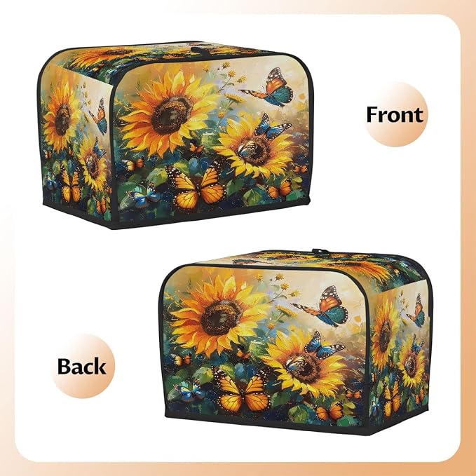 4 Slice Flower Sunflower Funny Toaster Cover Waterproof Dust Fingerprint Bread Machine Cover Washable Kitchen Appliance Protector For Home Kitchen Bakeware Table Decor Women Gifts