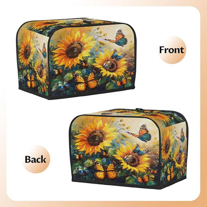 2 Slice Flower Sunflower Funny Toaster Cover Waterproof Dust Fingerprint Bread Machine Cover Washable Kitchen Appliance Protector For Home Kitchen Bakeware Table Decor Women Gifts