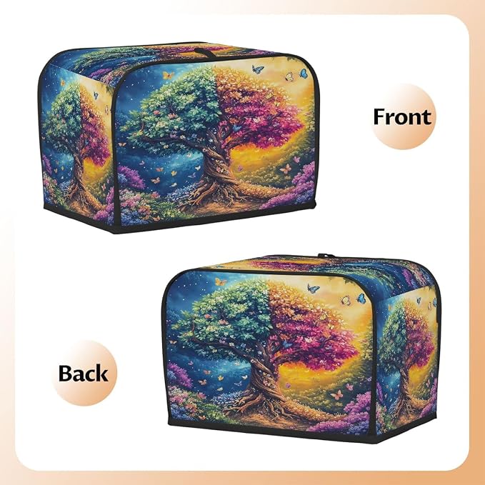 2 Slice Beautiful Tree Of Life Toaster Cover Waterproof Dust Fingerprint Bread Machine Cover Washable Kitchen Appliance Protector For Home Kitchen Bakeware Table Decor Women Gifts