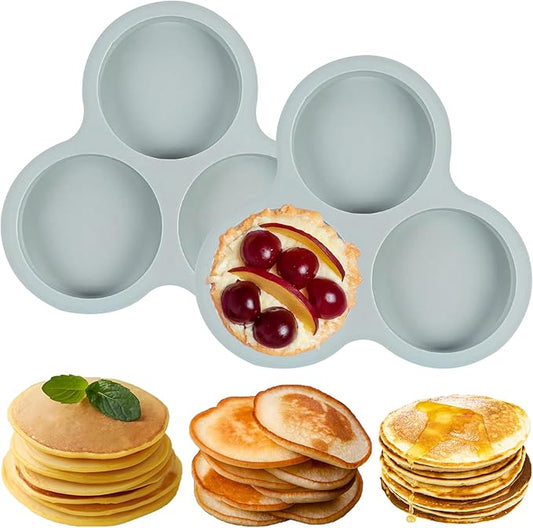 Silicone Egg Molds for Oven 2 Pcs, 4 Inch Silicone Muffin Top Pan Jumbo for Air Fryer, Nonstick Hamburger Bun Pans for Baking, Round Egg Mold for Breakfast Sandwiches Pie Tart Cake, Grey