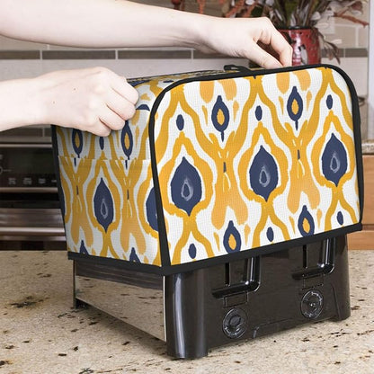 Ethnic Yellow Geometric 2 Slice Toaster Cover Wide Slot Dustproof Bread Maker Cover Fingerprint Protection Kitchen Appliance Cover Toaster Bag