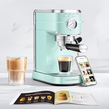 CASABREWS CM5418 Espresso Machine 20 Bar, Compact Espresso Maker with Steam Milk Frother, Stainless Steel Coffee Machine with 34oz Removable Water Tank for Cappuccino Latte, Pastel Green