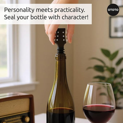 OTOTO Guitar Wine Stoppers Set - Wine Cork, Wine Cap - Unique Kitchen Gadgets, Cooking Gifts for Women, Kitchen Essentials, Kitchen Utensils, Funny Gift, Kitchen Accessories - (Cork n' Roll)