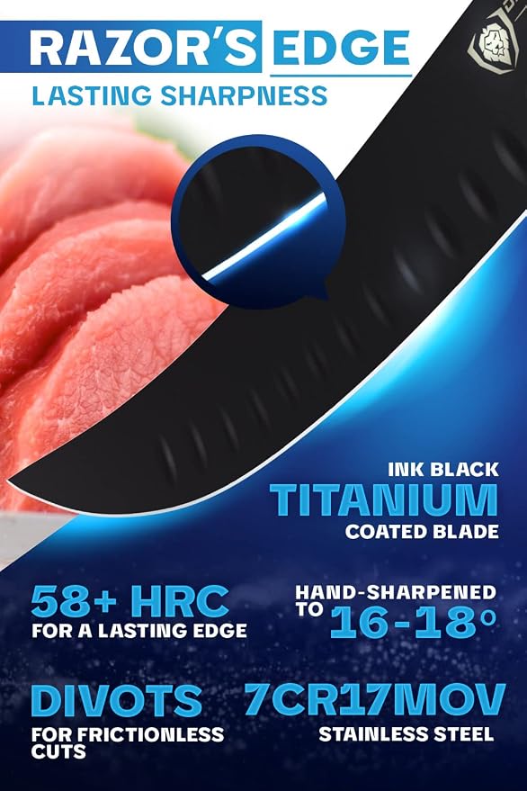 Dalstrong Chef Butcher Knife - 10”- Night Shark Series - 7CR17MOV High Carbon Steel Breaking Knife - Titanium Coated Blade - Outdoor & Fishing Butcher Cleaver -w/Sheath - NSF Certified