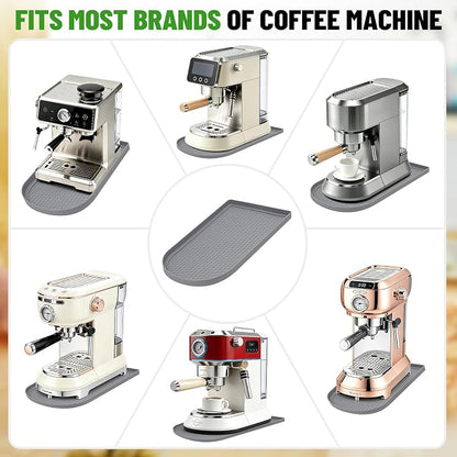 Silicone Coffee Mat Espresso Machine Mat for Coffee Maker - 15.8" x 7.8" Non-Slip Waterproof Rubber Coffee Bar Mats for Countertop Accessories - Heat Resistant Pad Fit Coffee Station (Gray)