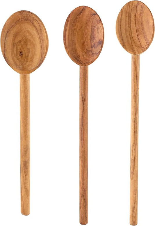 Eddington’s Italian Olive Wood Cooking Spoon Set, Handcrafted in Europe, Set of 3