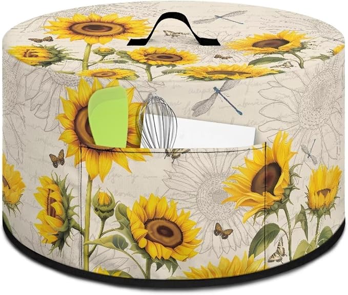 Dragonflies Sunflower Slow Cooker Cover Protection Crock Fits for Most 6-8 Quart Oval Slow Cooker Dustproof Small Appliance Accessories Decor