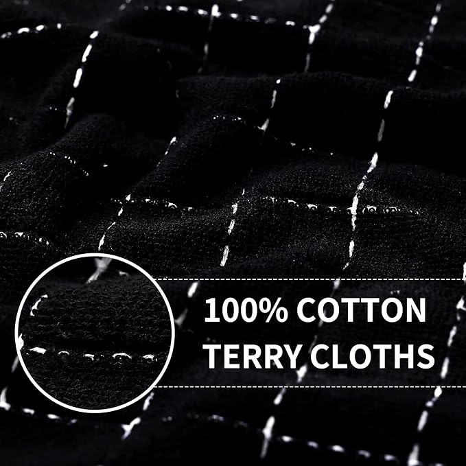 Homaxy 100% Cotton Terry Kitchen Towels(Multiple Colour, 13 x 28 inches), Checkered Designed, Soft and Super Absorbent Dish Towels, 6 Pack