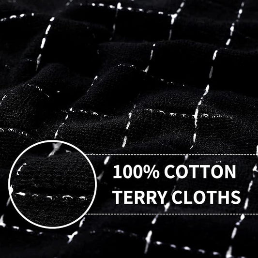 Homaxy 100% Cotton Terry Kitchen Towels(Multiple Colour, 13 x 28 inches), Checkered Designed, Soft and Super Absorbent Dish Towels, 6 Pack