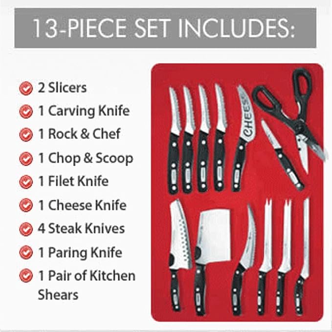 Miracle Blade World Class Professional Series 13 Piece Chef's Knife Collection - Ergonomic and Versatile Flash Forged Blades