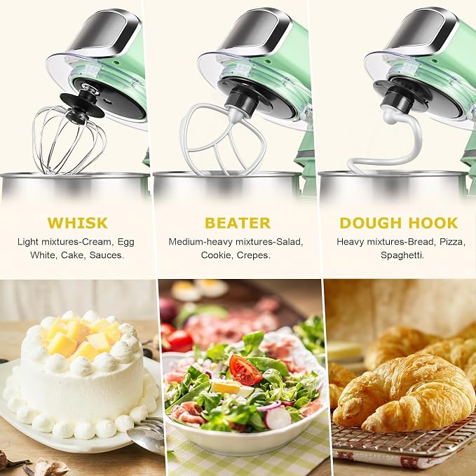 Kitchen in the box Stand Mixer,3.2Qt Small Electric Food Mixer,6 Speeds Portable Lightweight Kitchen Mixer for Daily Use with Egg Whisk,Dough Hook,Flat Beater