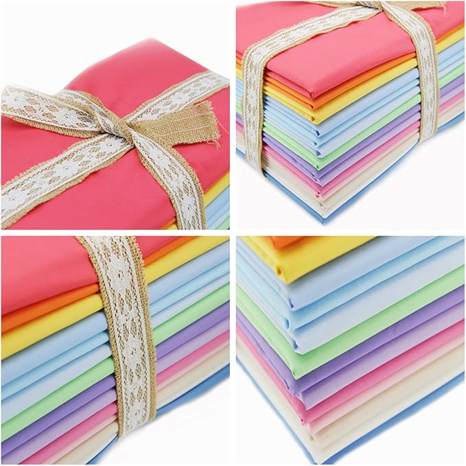 Pre-Cut Fat Quarter Quilting Cotton Twill Light Candy Baby Color Fabric Bundles Craft Cloth DIY for Sewing Crafting 18x20 Inch Rose Flavor