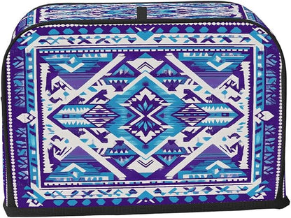 4 Slice Blue Ethnic Aztec Toaster Cover Waterproof Dust Fingerprint Bread Machine Cover Washable Kitchen Appliance Protector For Home Kitchen Bakeware Table Decor Women Gifts