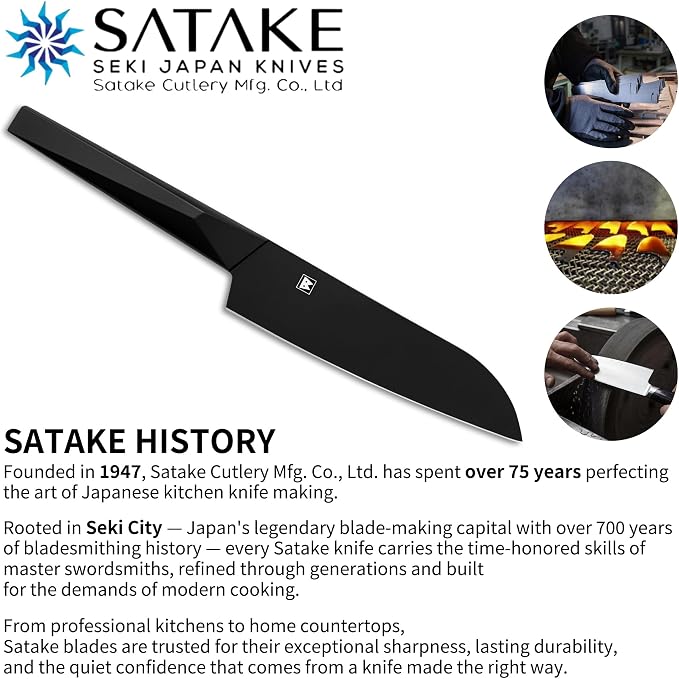 6.7 Inch Santoku Knife, Made in Japan, Matte Black High Carbon Molybdenum Stainless Steel Japanese Chef Knife with NonSlip Handle, Kitchen Knife for Modern Kitchen Gifts