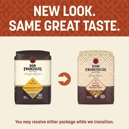 Don Francisco's Hawaiian Hazelnut Ground Coffee, Medium Roast – 100% Arabica, Flavored Coffee, 20 oz Bag
