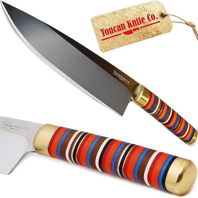 TOUCAN Chef Knife – 8-inch Blade Kitchen Knife – High-Hardness Japanese Steel Knives and Multicolored Handle – Ultra-Sharp Paring Knives – Birthday Gifts for Women and Men