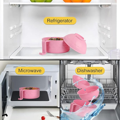 Ramen Bowl Set, Ramen Cooker 33 oz, Ramen Bowls with Chopsticks and Spoon, Microwave Pasta Cooker, Ramen Bowl Microwave Gift College Dorm Essentials for Girls (Pink)