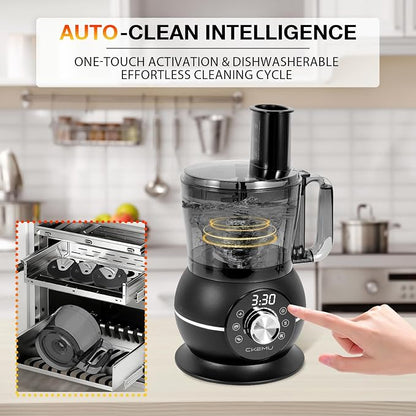 12 Cup Smart Food Processor | Electric Food Chopper Slicer, French-Fry Slicing Shredding Chopping Kneading Cutter, For Meat, Vegetable, Fries, Cheese