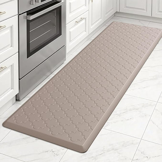 Kitchen Mat Cushioned Anti Fatigue for Floor, Non-Slip Waterproof Comfort Rug for Kitchen Sink, Standing Desk & Laundry, 17.3"x60", Khaki