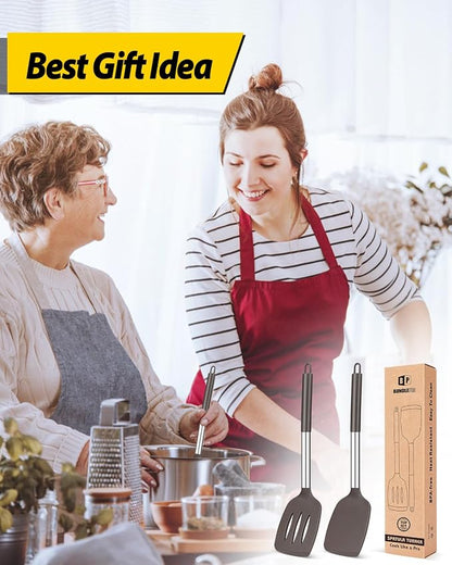 Two people cooking together with kitchen utensils and a box labeled 'Best Gift Idea'.