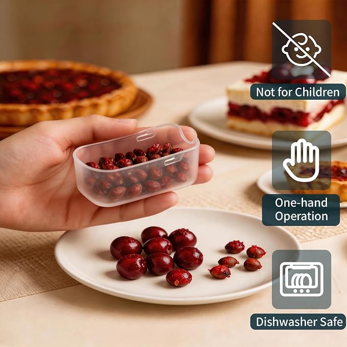 Cherry Pitter with Container, Stainless Steel Single Cherry Pitter Tool with Pit Collector Box, Portable Handheld Cherry Pitter for Baking, Mess-Free Pit Remover for Cherries, Kitchen Gadget (Black)