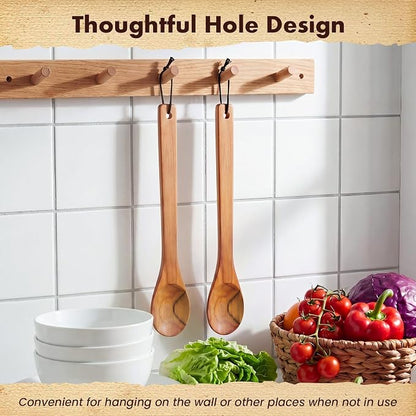 Baderke 1 Pcs 18 Inches Extra Long Wooden Spoons Large Non-stick Kitchen Wooden Spoons Giant Heavy Duty Stir Paddle for Cooking Mixing Stirring Heat Resistant Cooking Tool Chef Mom Gifts (Teak)