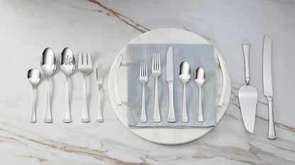 Lenox Silverware Serving Utensils Sets, Portola 5-Piece Hostess Set, Flatware Set, 18/10 Stainless Steel, Serving Spoons Fork Ladel & Pie Server, Mirror Finish Dishwasher Safe (Silver 5 Piece)