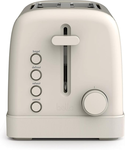 bella 2 Slice Toaster,6 Setting Shade Control w Reheat,Cancel,Bagel & Defrost Buttons,Removable Crumb Tray,Anti Jam & Auto Shutoff,Auto Centering Guides-& Cord Wrap,900 Watt,Oatmilk,(Pack of 6)