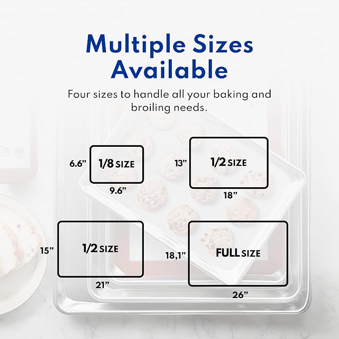 New Star Foodservice Commercial-Grade 18-Gauge Aluminum Sheet Pan/Bun Pan, Half Size, 13 x 18 x 1 Inch