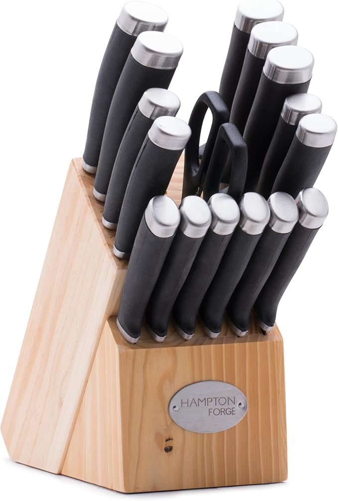 Hampton Forge Epicure Cutlery Collection, Stainless Steel Kitchen Knives & Knife Sets, 17-Piece Cutlery Set