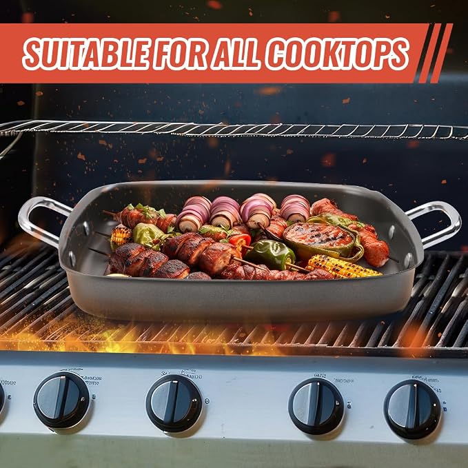 Grill Pan for Outdoor Grill - 11” Grill Pan BBQ Grill Topper With Handles Grill Trays For Grilling Barbecue Tray