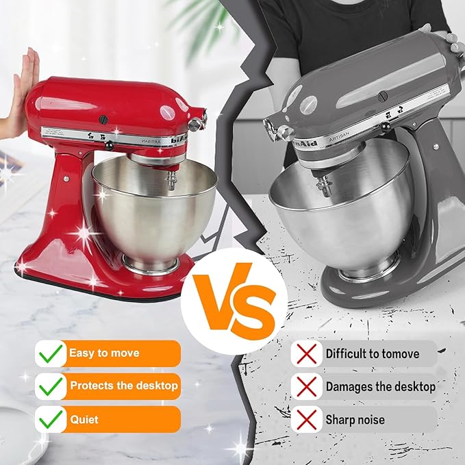 Mixer Sliding Mat Compatible with Kitchenaid 4.5-5 Quart Tilt-Head Stand Mixer, Slider Mat Compatible with 4.5 & 5 Quart Kitchenaid Mixer Accessories