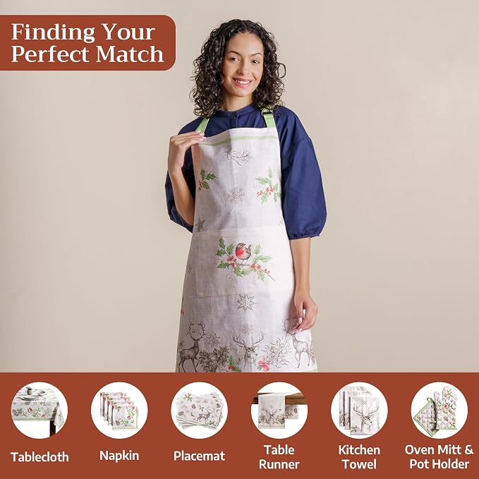 Maison d' Hermine 100% Cotton Apron for women with Pocket Kitchen Chef Apron for Men Cooking Spring Summer