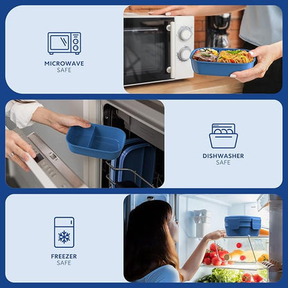 HOMETALL Stackable Bento Box Adult Lunch Box, Large Capacity 1900ml Lunchbox with Utensil Set, Leak-Proof for Dining Out, Work, Picnic, School