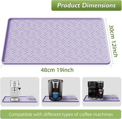 Silicone Coffee Mat 19" x 12", Waterproof Coffee Bar Mat, Spill-Proof Coffee Maker Mat for Kitchen Counter, Non-Slip Coffee Machine Mat, Durable Counter Protector