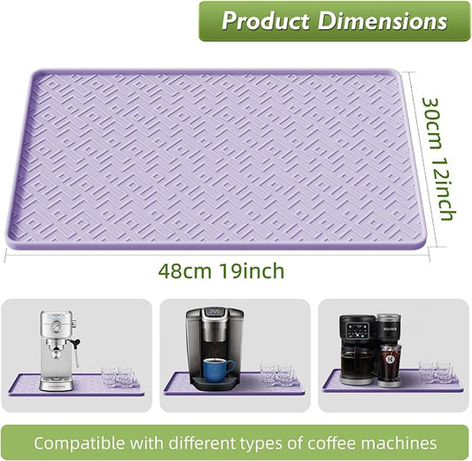 Silicone Coffee Mat 19" x 12", Waterproof Coffee Bar Mat, Spill-Proof Coffee Maker Mat for Kitchen Counter, Non-Slip Coffee Machine Mat, Durable Counter Protector