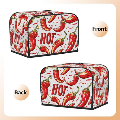 Chili Pepper Toaster Cover 2 Slice Wide Slot Washable Toaster Covers | Dust and Fingerprint Protection Bread Maker Covers for Kitchen Accessories Decor Bakeware Women Gift
