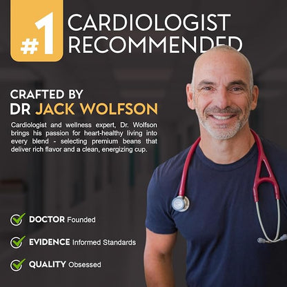 Cardiology Coffee – Whole Bean Coffee – USDA Certified Organic, Mold Free 12oz Premium Light Roast Organic Coffee Beans with Antioxidant Benefits – Perfect for Heart Healthy Lifestyle