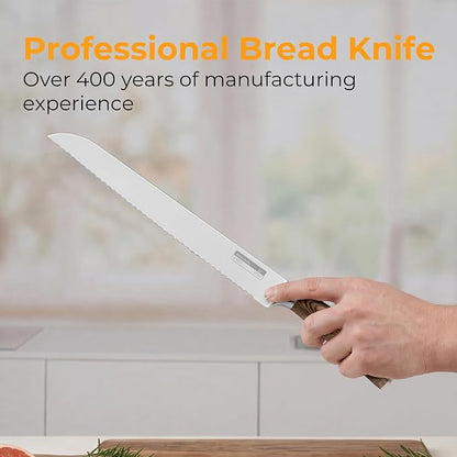 ZHANG XIAO QUAN Serrated Bread Knife 10", German Stainless Steel Bread Knife, Sourdough Cutter for Slicing Homemade Bagels & Cake